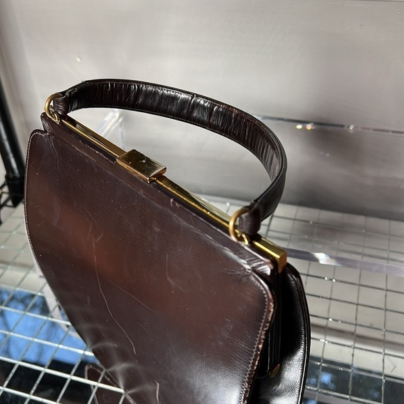 Bienen Davis Vintage Brown Leather Structured Snap Lock Closure Handbag - Picture 7 of 15